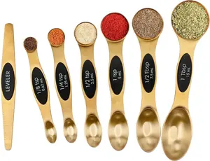 “Magnetic Stainless Steel Measuring Spoons Set with Leveler – Stackable Kitchen Measuring Tools for Baking & Cooking”