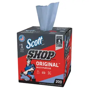 NEW Box of 200 Pop-Up Blue Shop Towels – Durable, Disposable, Multi-Use Cleaning Scott