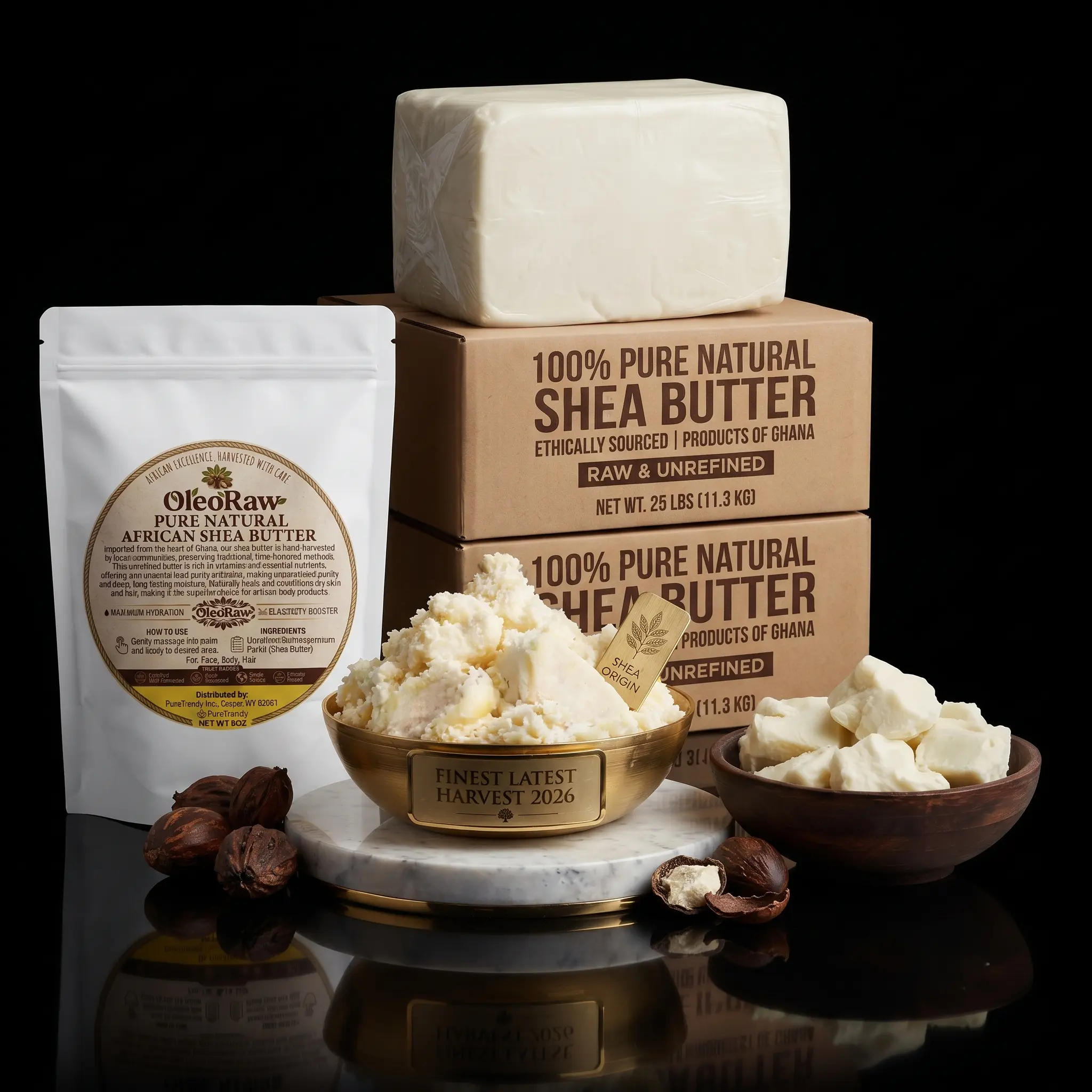 100% Pure Unrefined Grade A Organic Raw Shea Butter - Unscented Body Moisturizer with Vitamins, Moisturizing Skin Repair for Sensitive Skin, Hair Hydration Lock