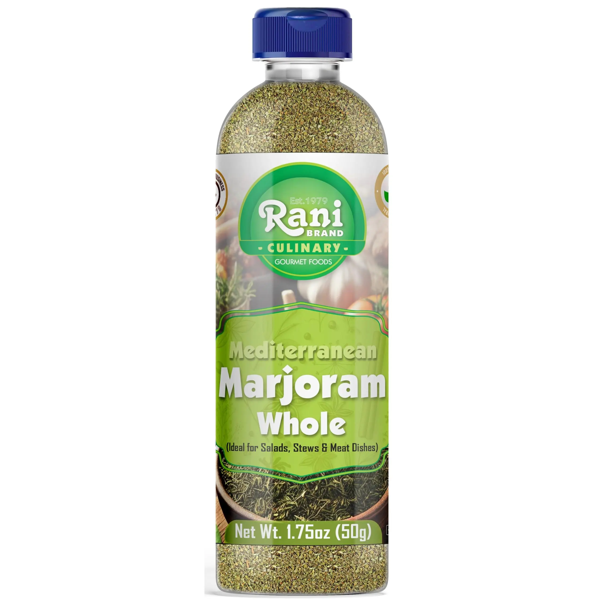 Rani Marjoram Whole (Ideal for Salads, Stews & Meat Dishes) 1.75oz (50g) PET Jar ~ All Natural | Gluten Friendly | NON-GMO | Kosher | Vegan | Product of USA