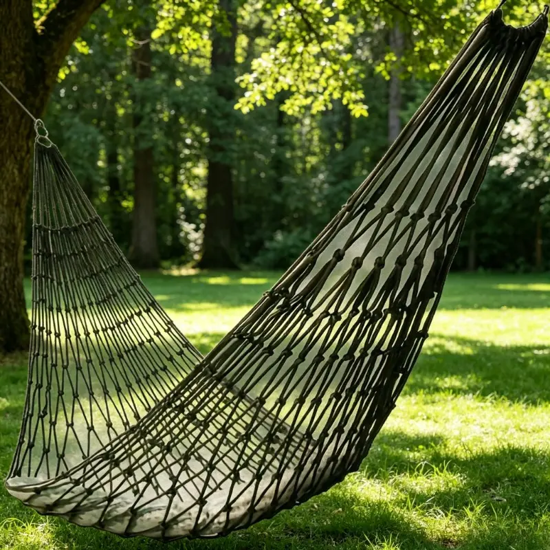 Portable Nylon Mesh Single-Person Hammock - Breathable Folding Off-the-Ground Model with Strap Rope, Adult-Fit Emergency Shelter, Hammock for Outside & Portable Camping Gear, Portable Camping Hammocks