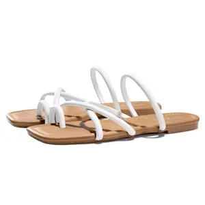 FITORY Women's Summer Sandals, Casual Cross Strap Toe Ring Flat Slides