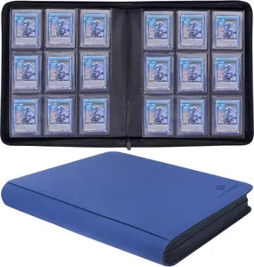 Toploader Binder Holds 324 Toploaders 9 Pockets Top Loader Binder for Cards Storage Card Holder for Sports Cards or Trading Cards in 3 x 4 Toploaders Blue