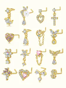 Women's Stainless Steel Nose Rings Hoops Set, Nose Piercing Hoop, Butterfly & Heart Design Jewelry, Party Best Gift Choice, Durable & Stylish Accessory