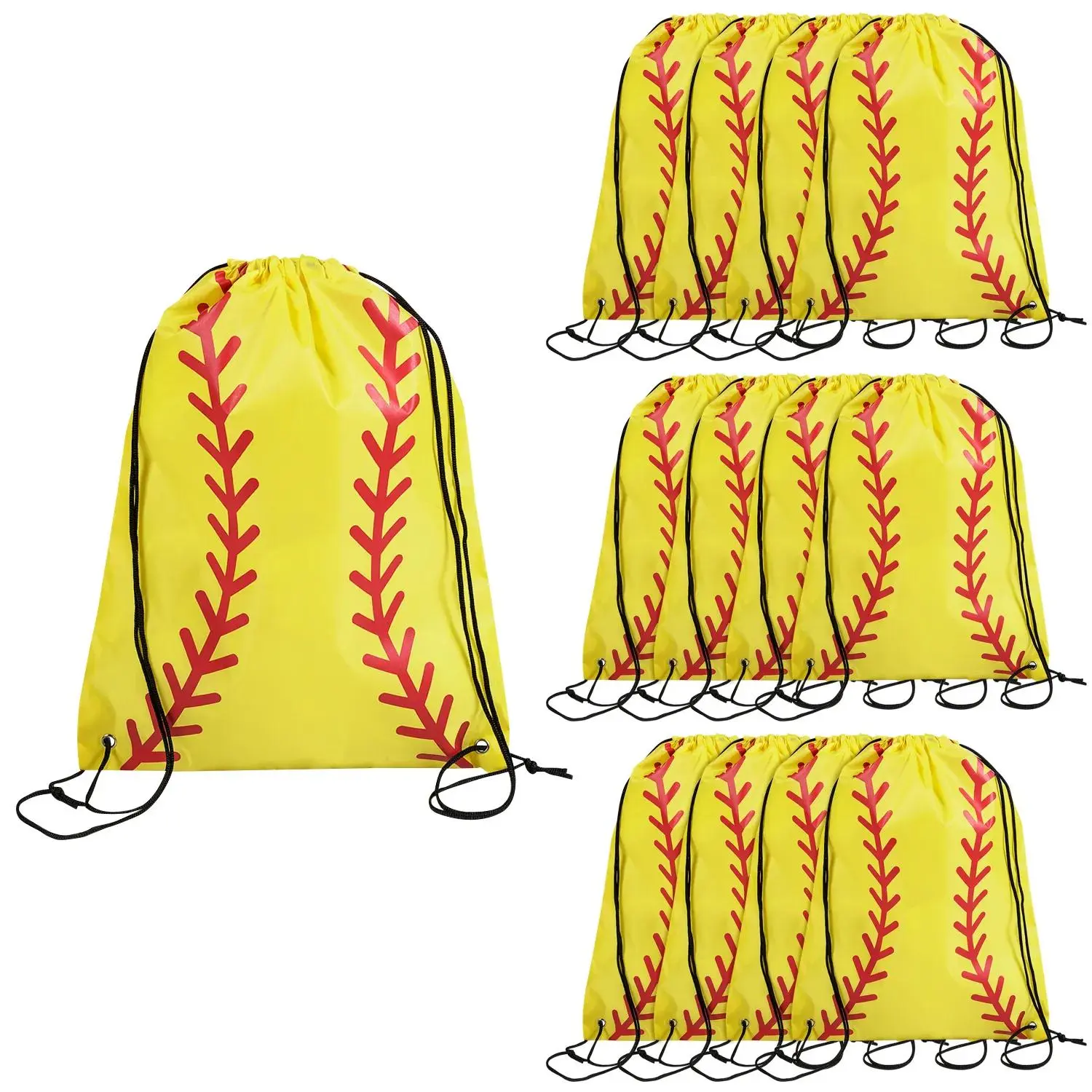 Polyester Drawstring Softball Bags for Adults & Children, 14"x18" Large Outdoor/Casual Sports Bags, Easy to Carry Belongings, 12-Pc Set, Casual Sports Bag, Tote Bags