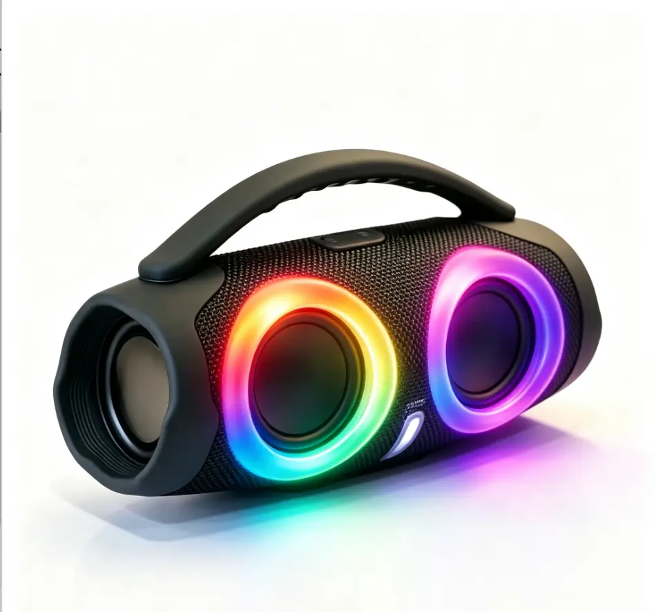 Mini Bluetooth Waterproof Shower Speaker - 100W High-Power Handheld Cordless Audio System, USB/NFC Wireless Subwoofer with 360-Degree Stereo Surround, RGB Lights, TWS, FM Boombox for Mobile/PC