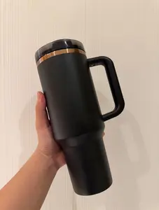 Limited Edition X LOVESHACKFANCY 40 OZ H2.0 Tumblerwith Handle, Double Walled Vacuum Insulated Stainless Steel Water Bottle for Outdoor Camping Mug Cup Drinkware Portable Lid  Reusable Washable