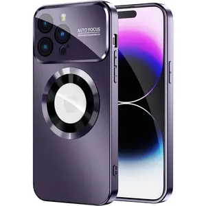 Magnetic for iPhone 17 Pro Max Cases 16 15 14 13 12Pro Max Plus, Compatible with MagSafe, Built-in Camera Lens Protector, Logo View, Military Grade Drop Proof Phone Case Cover case, Purple