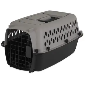 Vibrant Life Hard-Sided Portable Dog Kennel, Durable Travel Carrier with Metal Door, Black & Grey, for Pets Up to 10 lbs, 19" L x 12.3" W x 10.8" H