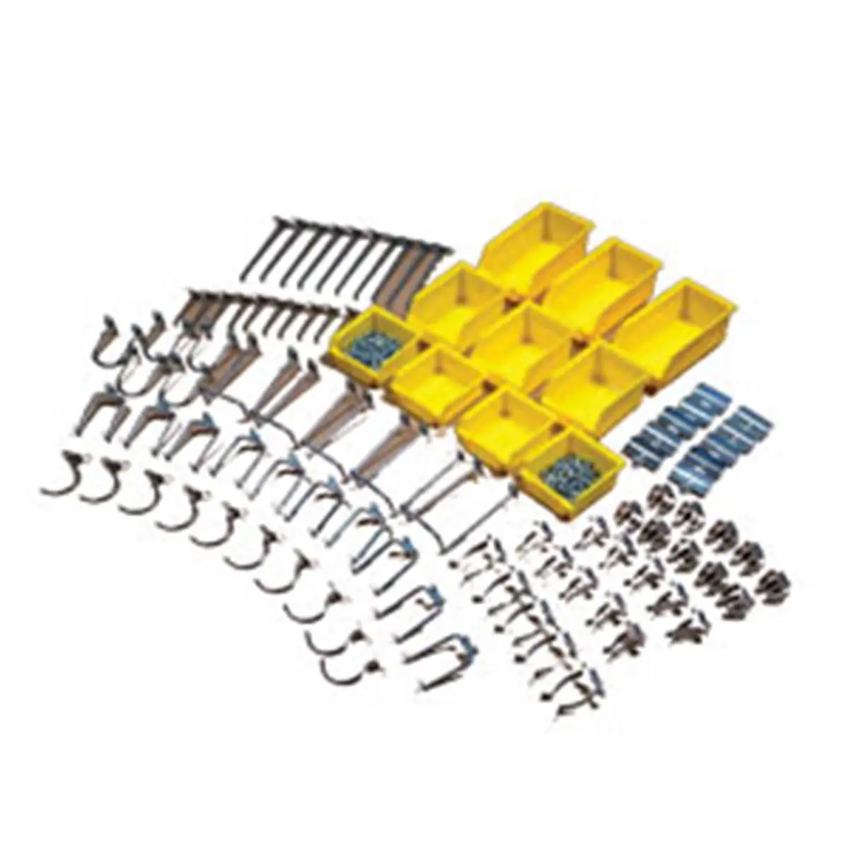 DIY Industries 50-1213 Pegboard Metal Hooks 95-Piece Kit Set - 85 High Quality Pegboard Hooks, Easy-to-Use Design, 10 Yellow Bins for Tool Organization