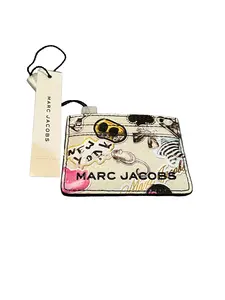 Pre-owned MARC JACOBS Leather Small Leather Goods Sticker White Card Holder New