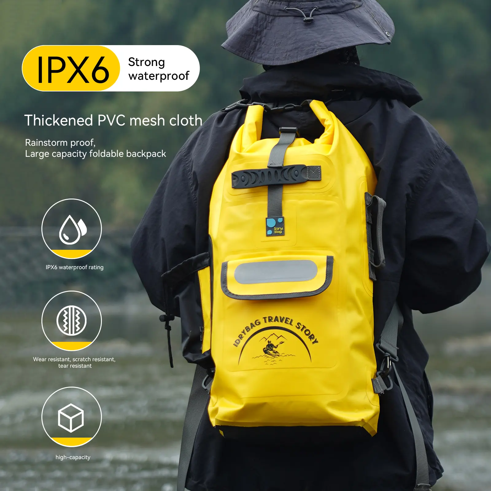 Floating Waterproof Roll-Top Dry Bag Backpack 20L/30L/40L, Waterproof Floating Dry Bags for Men, Kayak Sack,With 2L Small dry bag Inflatable Boat Boating Accessories Inflatable Water