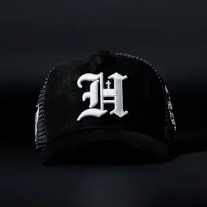 Black Suede Trucker Hat with "Hope in Jesus" & "7 with Dove" Patches - Breathable Mesh Back, Adjustable Snapback, One Size Fits Most, Unisex Spiritual Symbolism Hat
