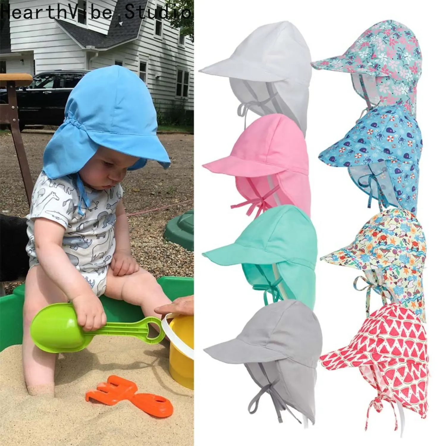 Kids' Breathable Cotton Mesh Sun Bucket Hat - Wide Brim, Outdoor Protection Accessory for Infants, Toddlers for Beach Outings, Infant Bucket Hat, Toddler Beach Hat