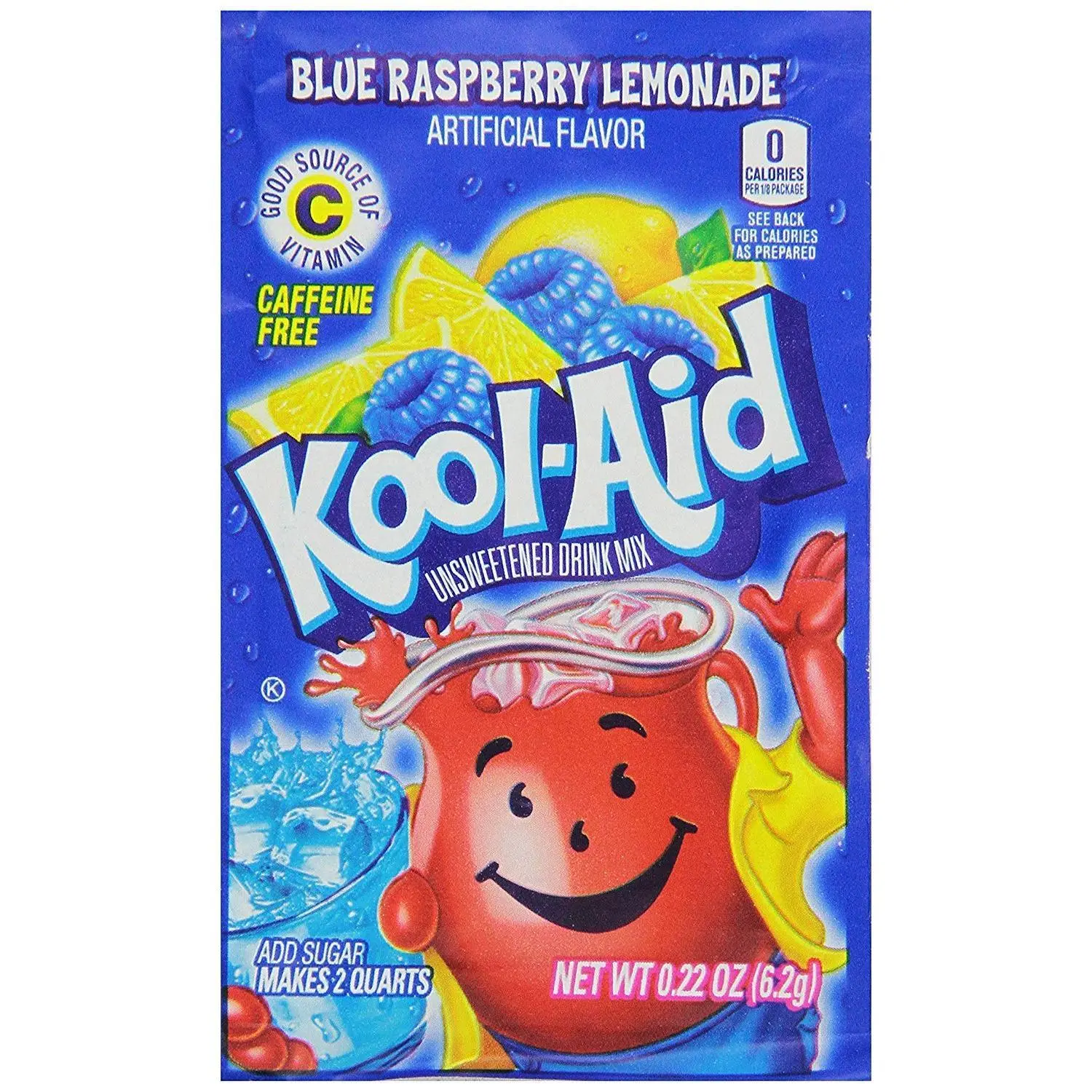 24-Count Kool-Aid Blue Raspberry Lemonade Beverage Mix Pack - Refreshing Hydration Powder, 0.13oz Each