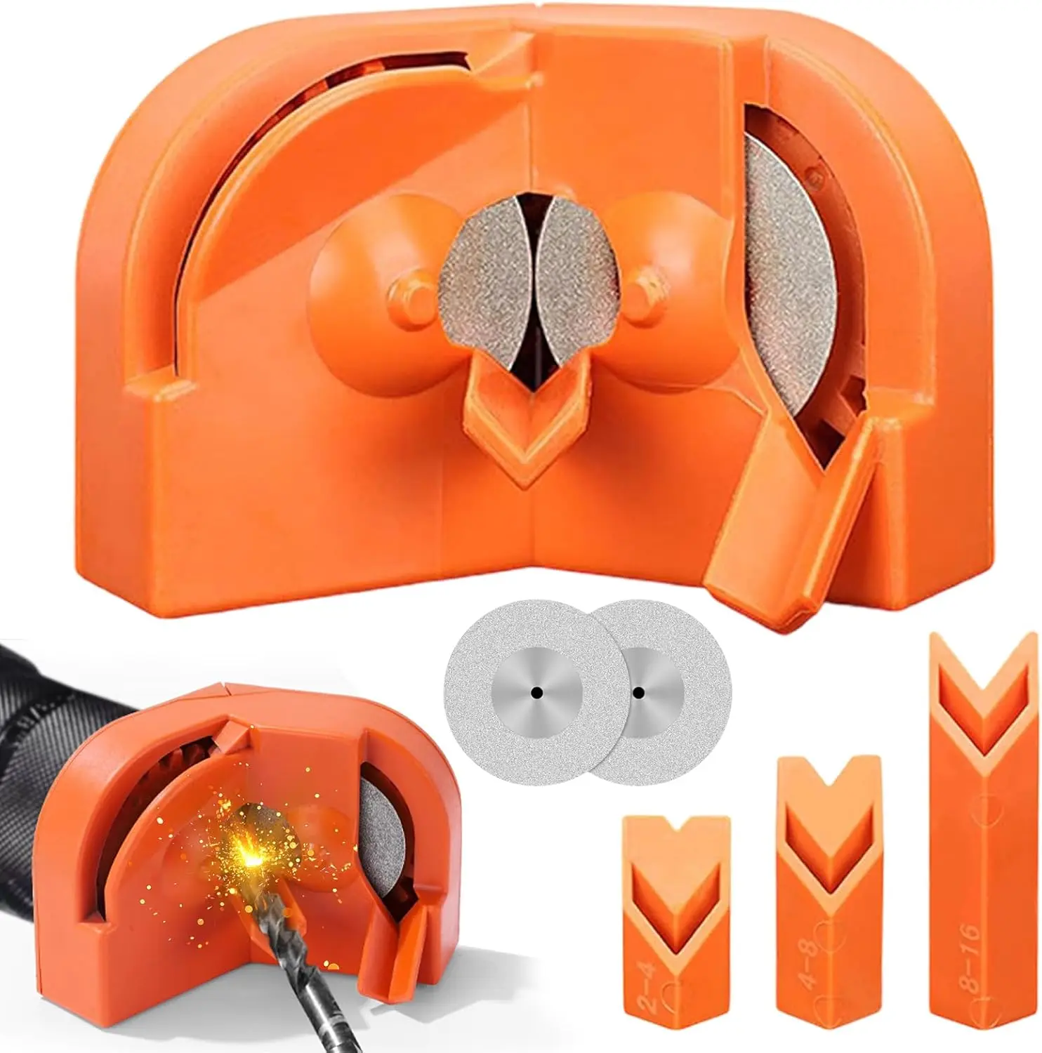 【SummerVibes】Portable Electric Drill-Powered Drill Bit Sharpener Tool Set, Multifunctional for Home & Office Use, Fits All Bits (5/64''-5/8''), Tools#Summervibes
