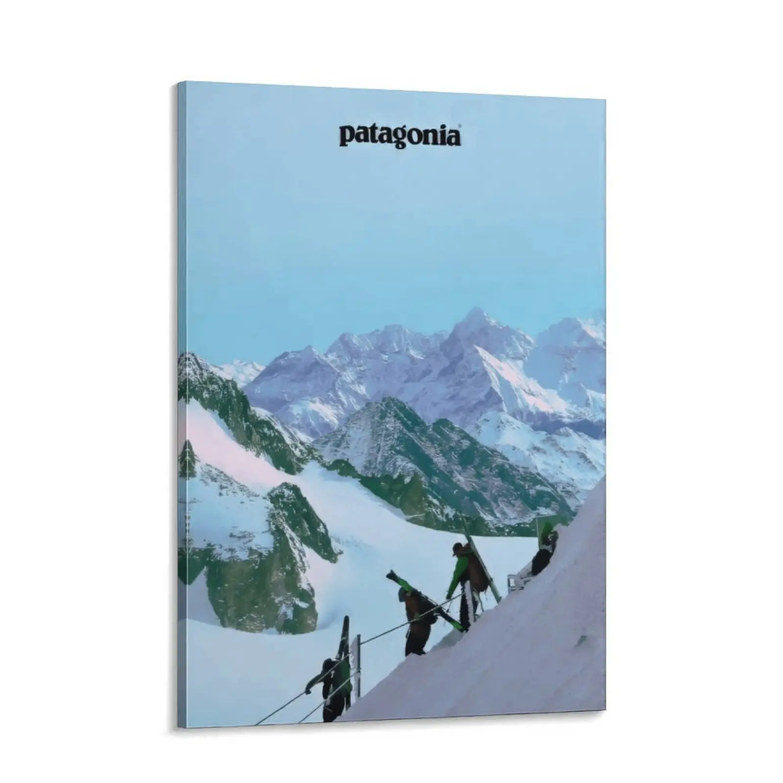 Patagonia Modern Minimalist Design Nature Canvas Print - Ski Mountain Landscape, Soothing Decorative Wall Art for Living Room, Ski Lodge, Bedroom, Office, Cabin Home Decoration, Graphic Print Design, Box