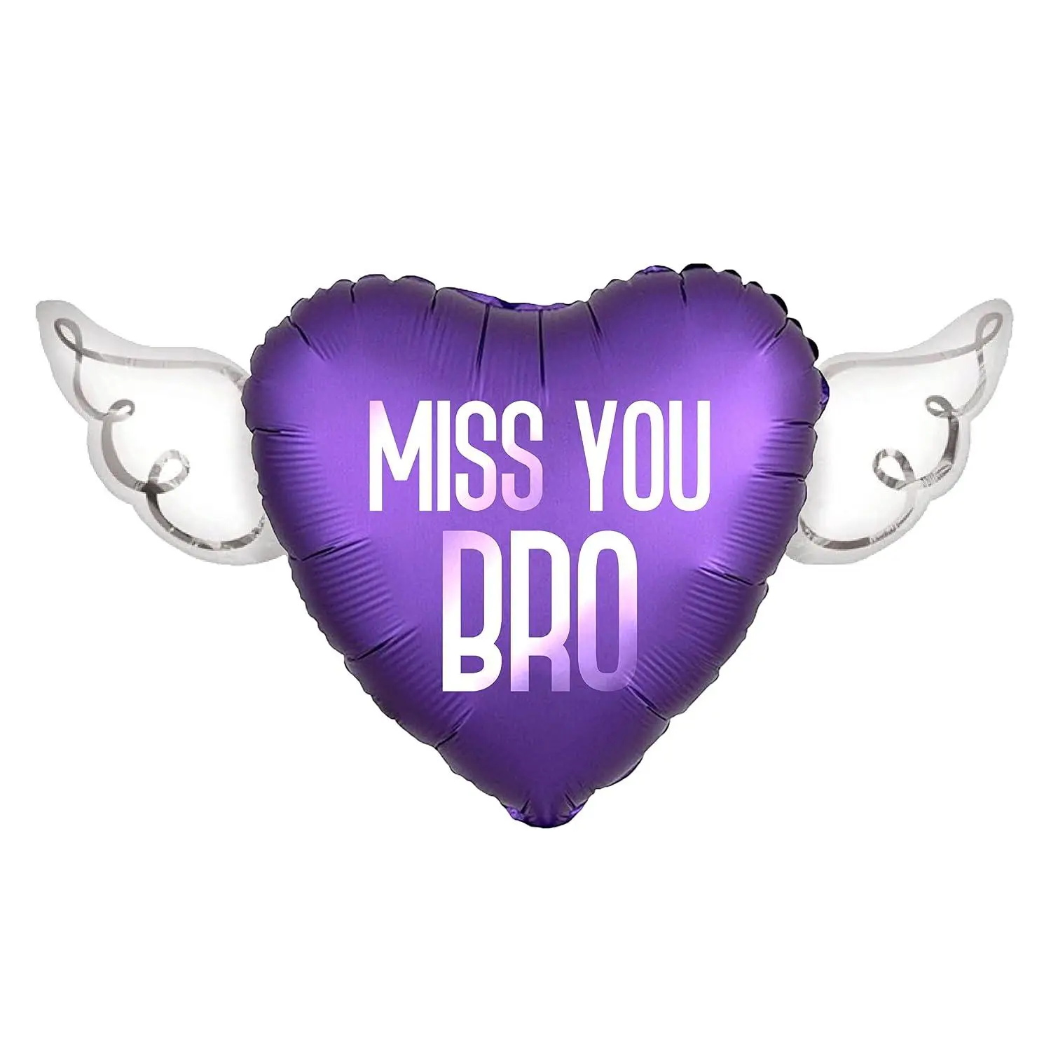 Miss You Bro Heavenly Balloons Heart Shaped With Angel Wings (Purple)