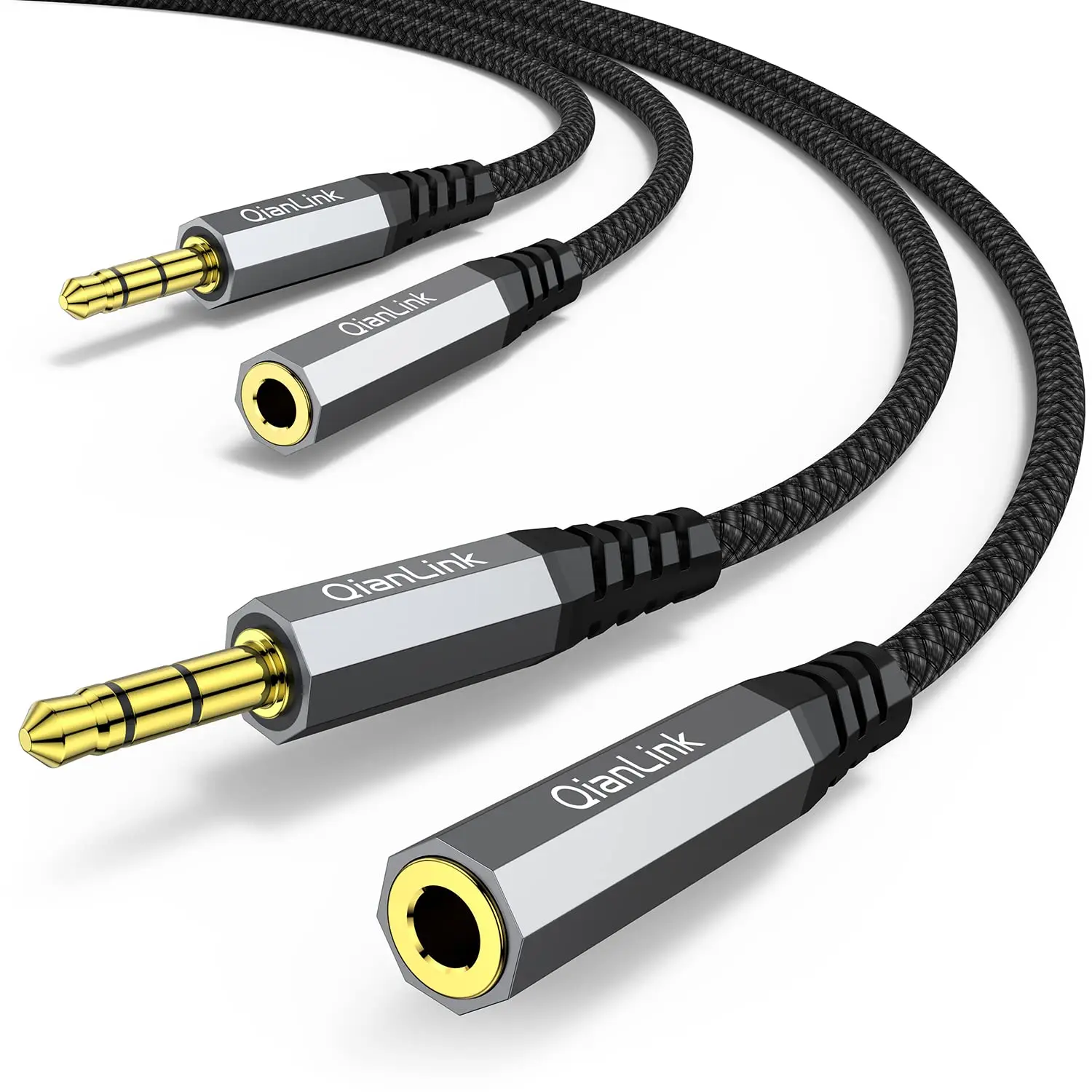 3.5mm TRS Audio Male to Female Headphone Extension Cable (2 Cables, 6.6ft, 2-Pack), Hi-Fi Stereo Accessory for Smartphones, MP3 Players, Portable Speakers, Receivers, PC