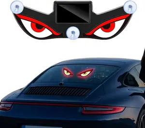 Solar Devil Eyes LED Car Window Light, Wireless No Drill Animated Display, Cool Vehicle Decor for Auto Enthusiasts, Rear Windshield Warning Lamp for Truck SUV RV Night Drive glow up