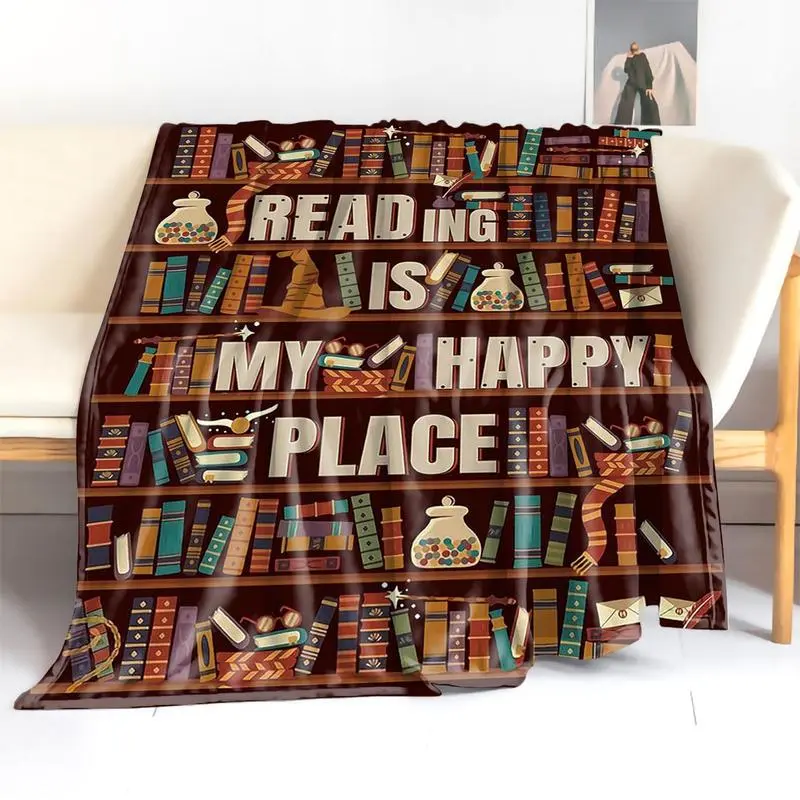 Soft Book Lovers Gift Slogan Print Throw Blanket, 1-Count Comfortable Bedding Blanket for Home Office Use