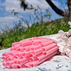 Heart-Shaped Reusable Plastic Straws, 5/50/100/200 Pieces, Ideal for Valentine's Day, Wedding Parties, Casual Use