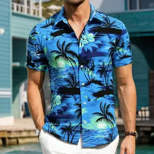 Men's Hawaiian Shirt Short Sleeve Summer Beach Tropical Button Down Shirt Casual Floral Shirts