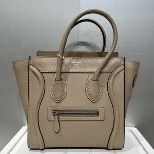 Pre-owned Celine Leather Tote Bags Drummed Calfskin Micro Luggage Dune