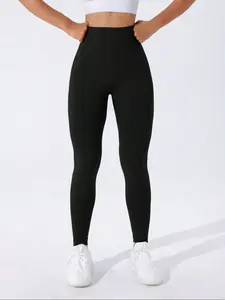 Women's Seamless High-Waisted Yoga Pants, Casual Plain Design, Ideal for Fitness & Running, All-Season Wear, Comfortable Workout Gear, High Waist Activewear, High Waisted Leggings