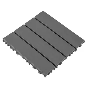 Plastic interlocking decking tiles, 44 packs of terrace decking tiles, 12“x 12” waterproof for all-weather use, backyard pool decking tiles, dark gray