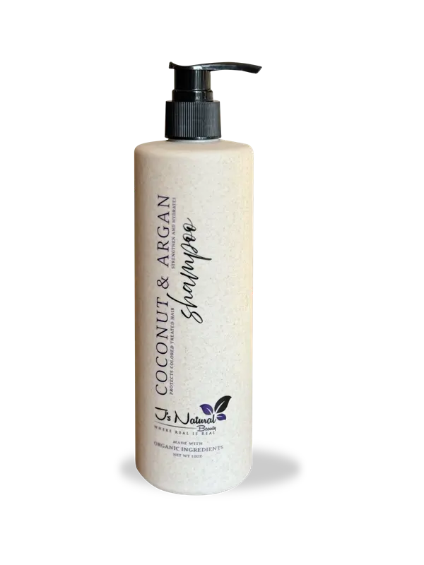 J's Natural Beauty Coconut and Argan Shampoo 12 ounces - Hydrating Formula for a Radiant Hair Care Experience