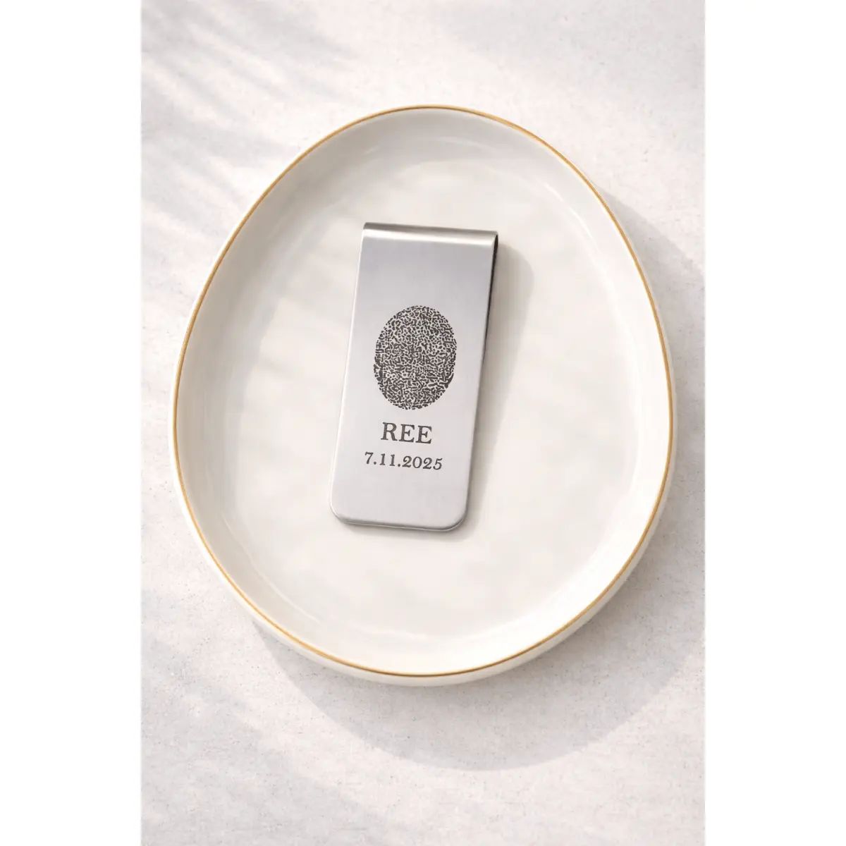 Engraved Thumbprint Money Clip – Personalized Memorial Gift