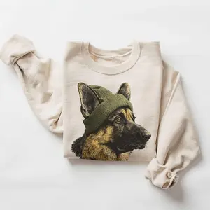 Retro German Shepherd Wearing Beanie Vintage Dog Unisex Sweatshirt DICH #2351