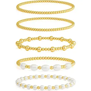 Tewiky Bracelets For Women Dainty Stretch Bracelets Stack Adjustable Enewton Bracelets Non Tarnish Jewelry For christmas 2024 ornament For Valentine's Day Trendy Jewellery Accessories