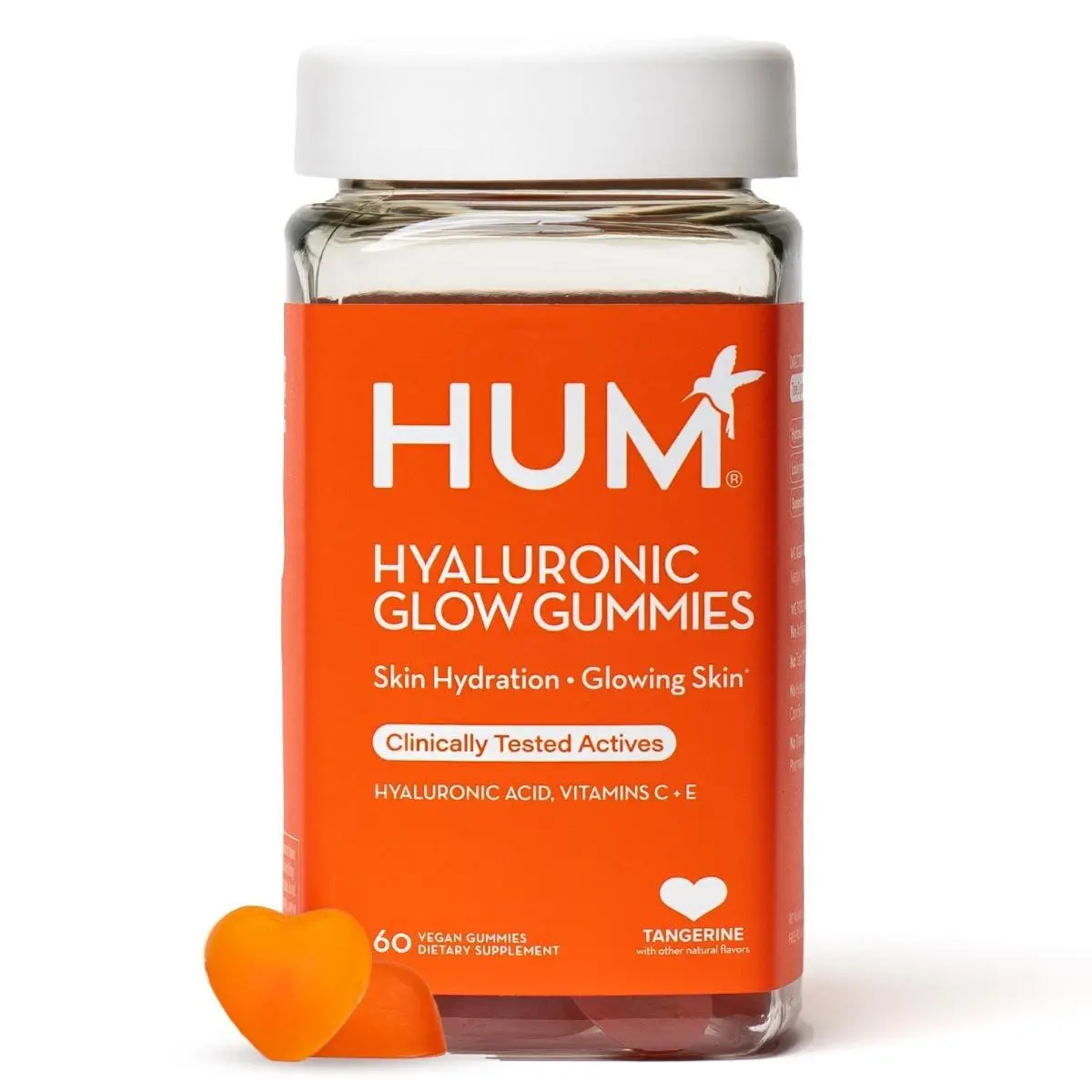 HUM Hyaluronic Glow - Hydrating Skin Supplements to Support Collagen Production, Antioxidant-Rich Vitamin C & E for Glowing, Radiant Skin (60 Count)