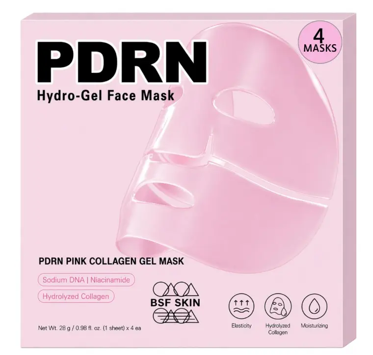 Salmon DNA PDRN Pink Collagen Jelly Hydrogel Face Mask | 11 Peptide Complex | Overnight Face Mask for Glass & Glowy Skin | Moisturizing, Firming, Hydrating & Elasticity Care (28g x4ea)