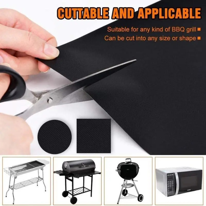 Non-stick BBQ Grill Mat 40*33cm Baking Mat BBQ Tools Cooking Grilling Sheet Heat Resistance Easily Cleaned Kitchen Tools