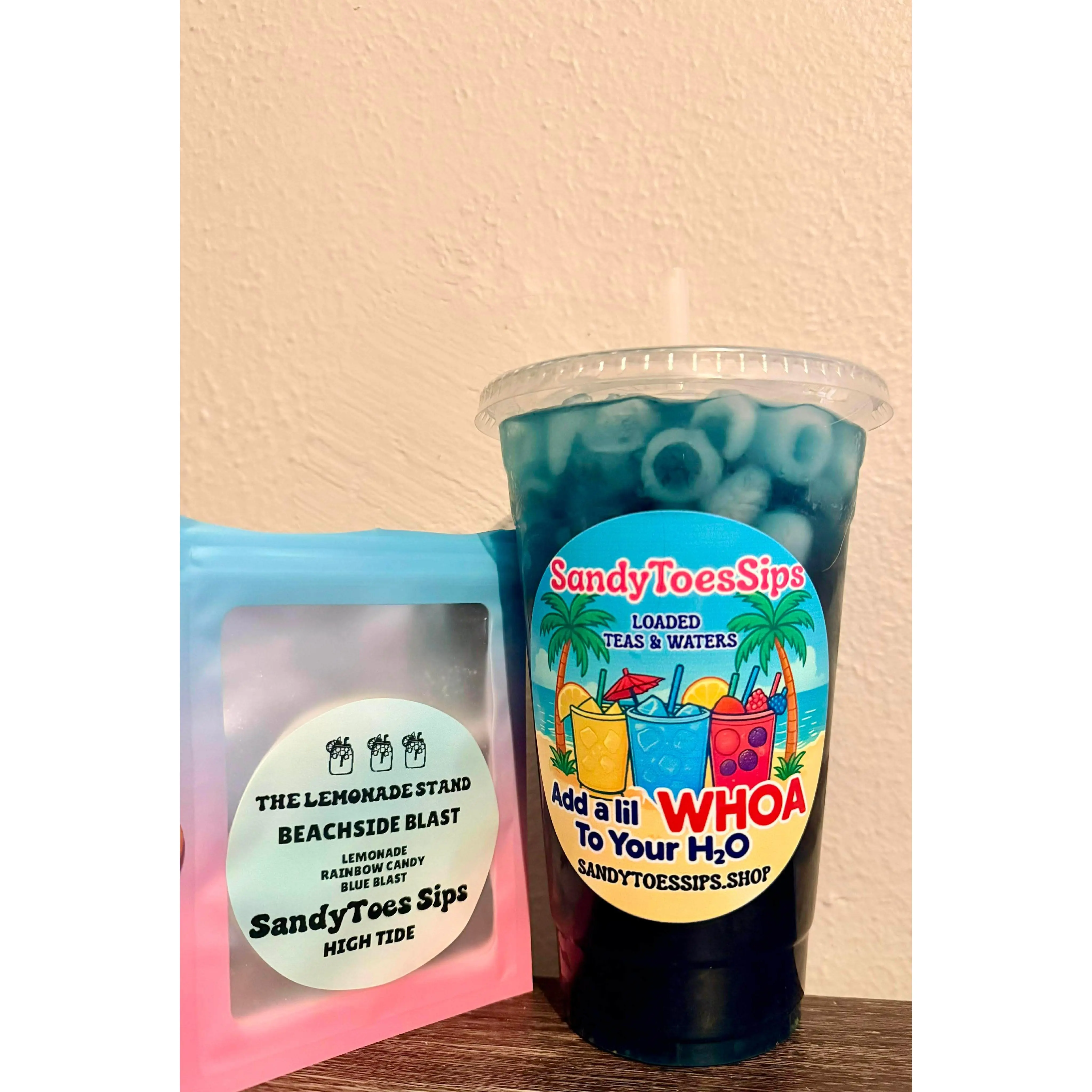 SandyToes Sips Beachside Blast Sugar-Free Gluten-Free Vitamin Rainbow Candy-Infused Loaded Tea Beverage Drink