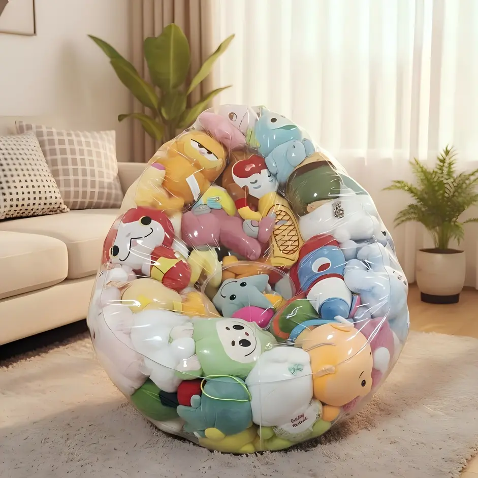 Large Capacity Teardrop-Shaped Toy Storage Bag-Sofa Cover, Soft Plastic Storage Box, Compact Space-Saving Plastic Bin with Closable Design, Durable for Indoor/Outdoor Use, Space Saving Storage, Soft Plastic Storage Boxes