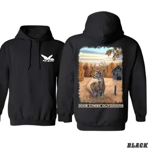 Dixie Creek Outdoors Hoodie - Majestic Deer Autumn Scene, High-Quality Material, Ideal for Outdoor Adventures, Men's & Women's Pullover