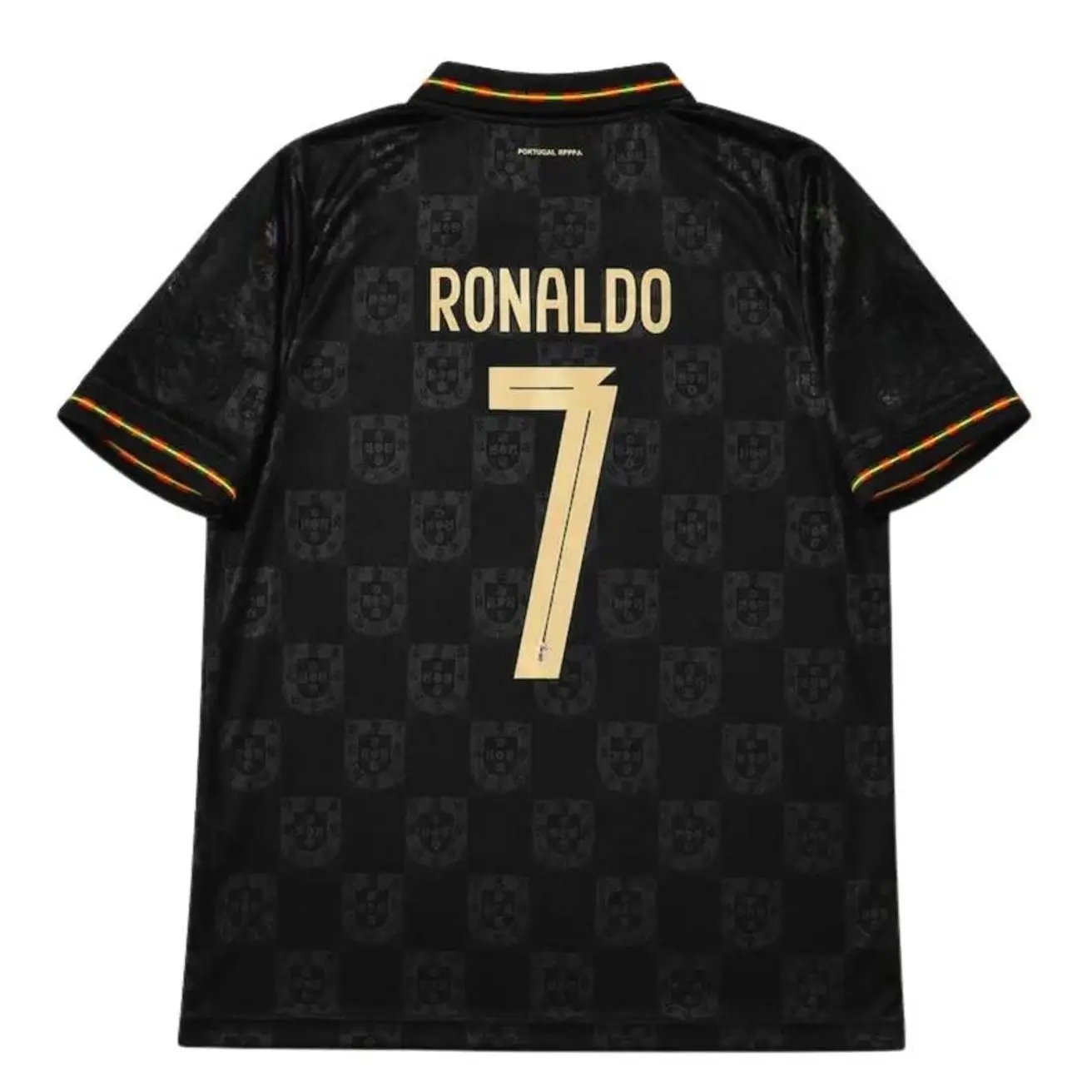 Unisex Collectible Sports Apparel  Black Football Jersey #7 Ronaldo Siuu Ortuguese Style Soccer Shirt League