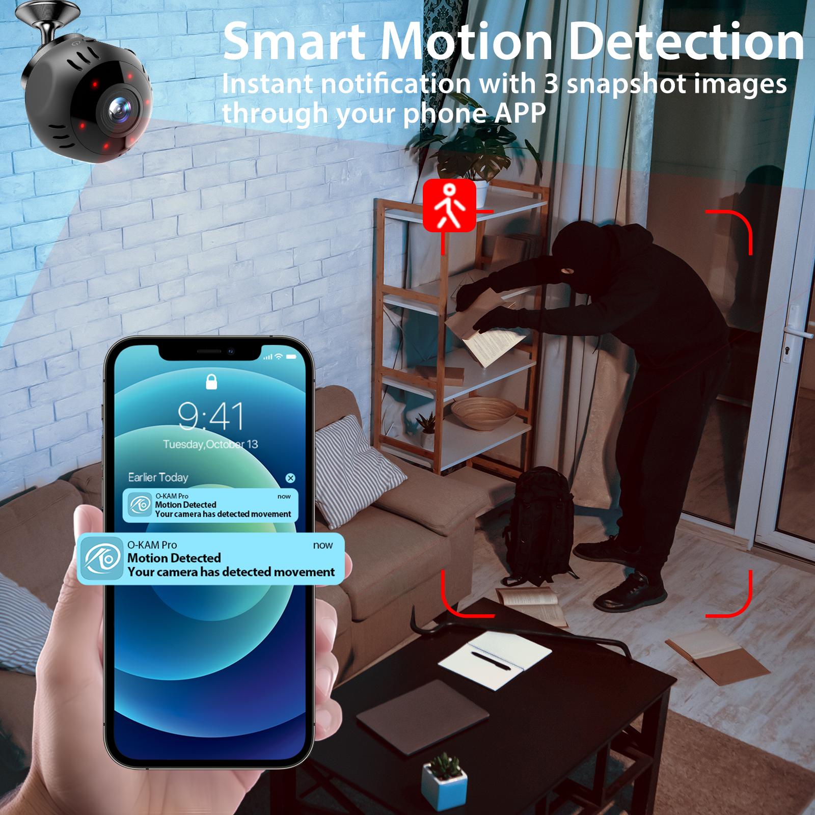 2MP FHD Hidden Mini Security Camera, Wireless WiFi, Motion Detection,  Night Vision, Nanny Cam for Home Use, Indoor Surveillance, Baby & Pet Monitor, Cloud Storage (Paid Service) + SD Card Recording (SD Card Not Included) with Infrared