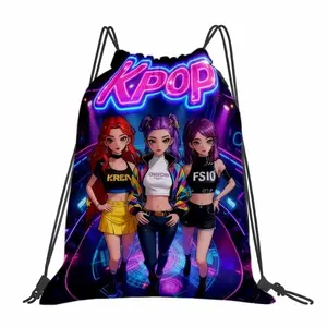 K-Pop Idol Group Pattern Backpack, Oxford Soft Shell Portable Fitness Bag, Travel Gym Bag, Casual Sports Bag, Practical Pockets, Drawstring Design, Ideal for Travel & Leisure
