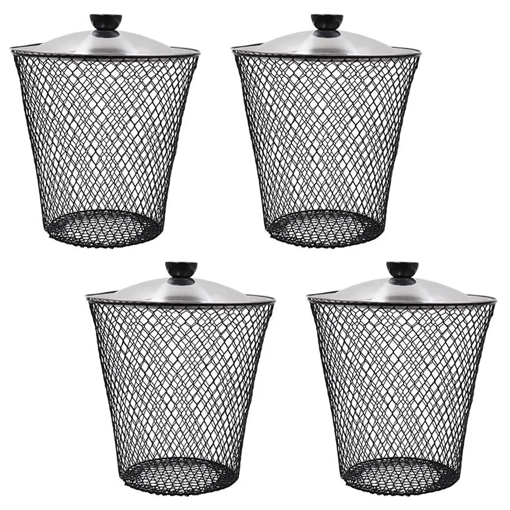 4 Pack in-Ground Outdoor Compost Bin, Metal Worm Composter with Lid for Organic Waste, Perfect for Garden