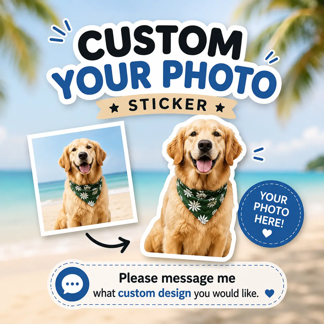 Custom Photo Sticker, High-Quality Vinyl Sticker for DIY Scrapbooking & Stamping
