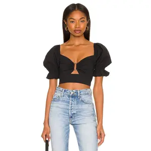 MORE TO COME Elizabeth Puff Sleeve Top in Black