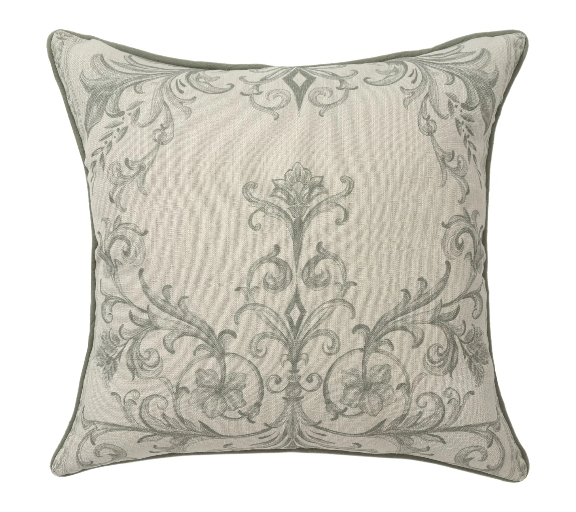 Ox Bay Sage/Ivory Damask Recycled P.E.T. ThrowPillow, 20"x20" Ox Bay Sage/Ivory Damask Recycled P.E.T. ThrowPillow, 20"x20"