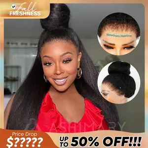 Glueless Newborn Hairline Invisi Strap 360 Skin Lace Frontal Kinky Straight Wig Pre-Everything Natural Look Human Hair Wig