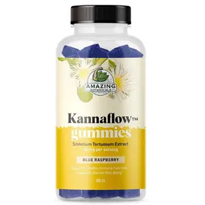 Kanna Chewable Fitness Supplement Gummies - 25mg GMP-Compliant Premium Fast-Acting Sceletium Tortuosum Extract (4% Mesembrine), Blue Raspberry Flavor, Mood Boost, Focus Support