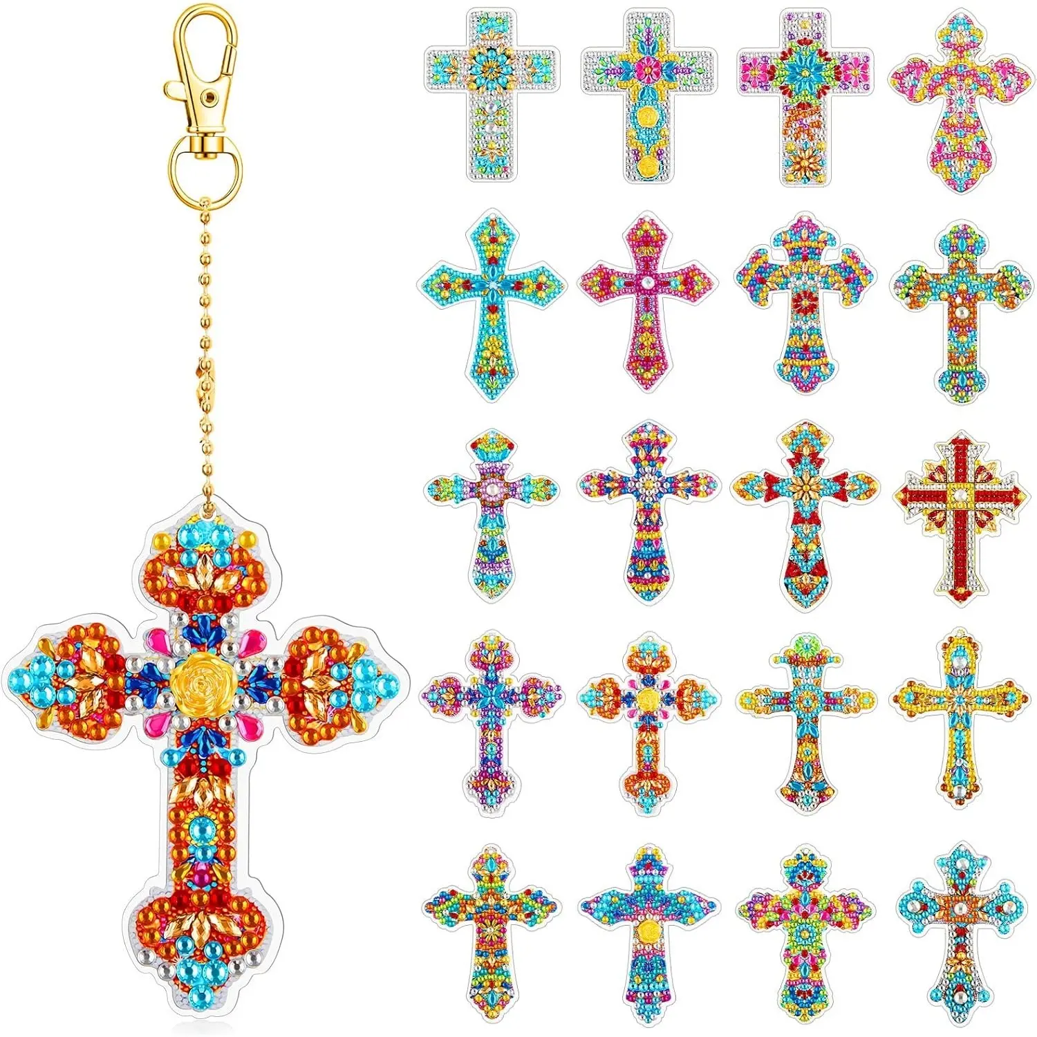 20 Pieces 5D Double-Sided Cross Diamond Art Handmade Keychains, Bling Bling Stylish Keychains for DIY Adults Crafts, Home Decor Gifts - Home Improvement, Building Supplies, Wallpaper & Wall Trim, Handmade Keychain, Bling Bling Keychains